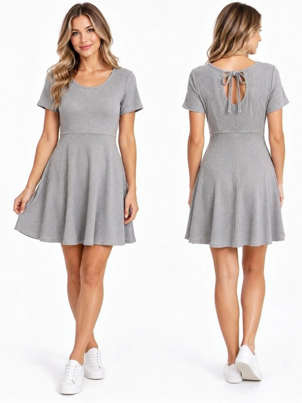 Heatherly Mini Gray Short Sleeve Dress Like New